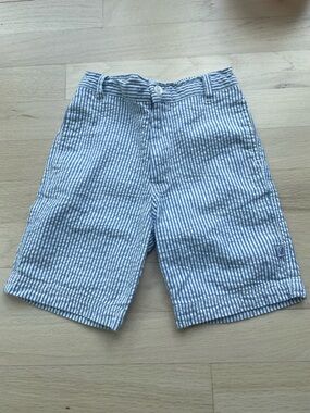 Sophie and Sam Blue and White Striped Seersucker Shorts